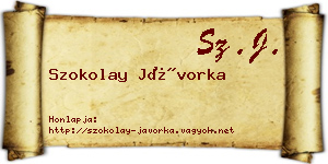 Szokolay Jávorka névjegykártya